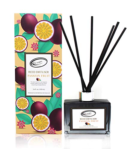 Air Jungles Passion Fruit Fragrances Reed Diffuser Set with Sticks, Scent Incense Oil, Essential Oil Air Freshener for Home, Office, Gym, and Room Diffuser, 3.4 fl. oz