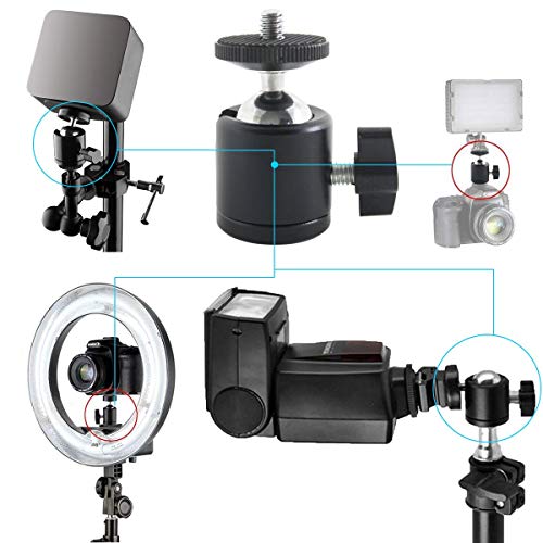 EXMAX 360 Degree Swivel Mini Tripod Ball Head with 1/4” Screw Thread Base for DSLR Camera Camcorder LED Light Tripod Monopod Bracket Compatible with HTC Vive Gopro - 2 Pack Black - Thumbnail 4