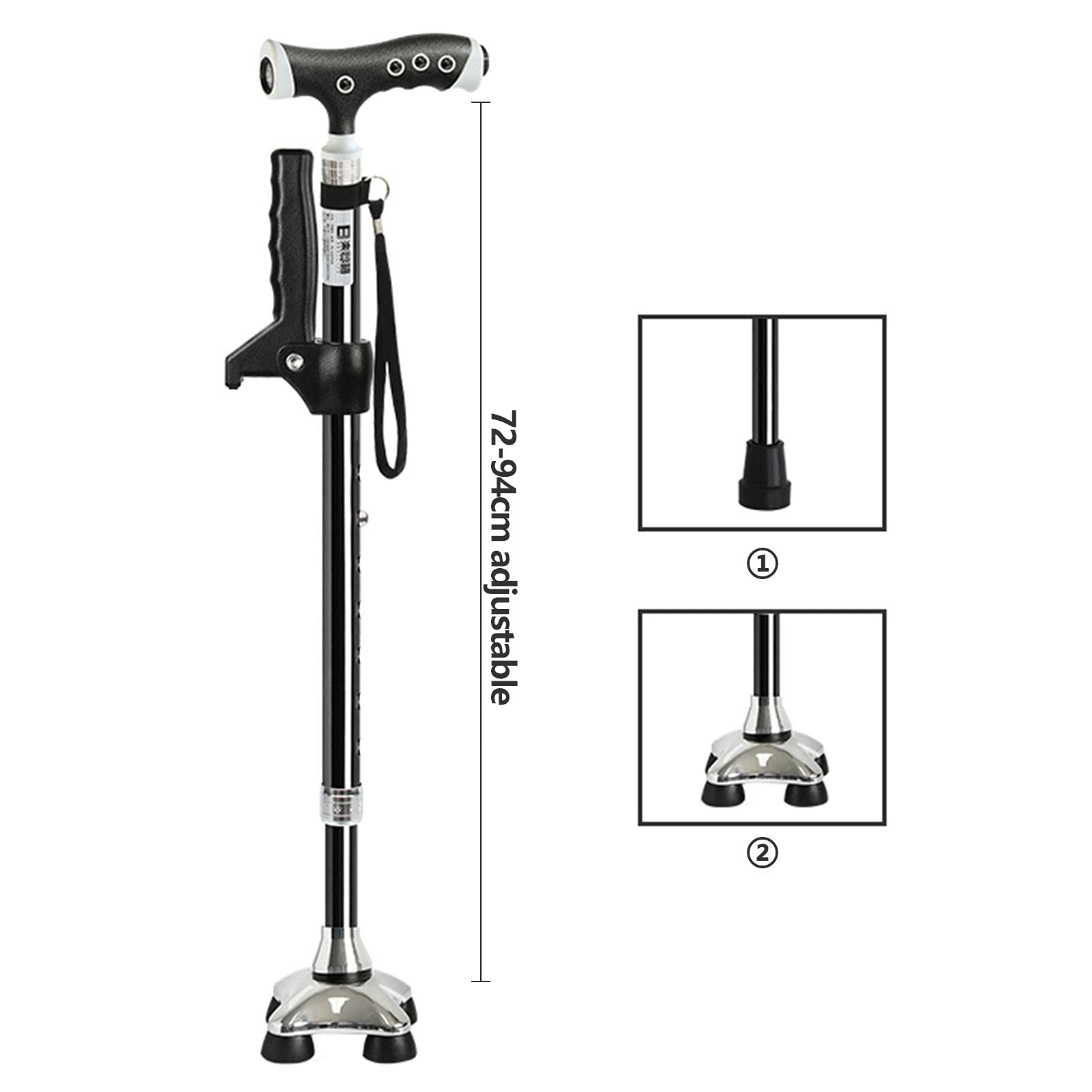 Altura Ajustable Caminar bastón de bastón para Mujeres y Hombres, Bastones Ajustables con luz LED, palitos de Aluminio para la Artritis de Ancianos, Personas Mayores y discapacitados (marrón)
