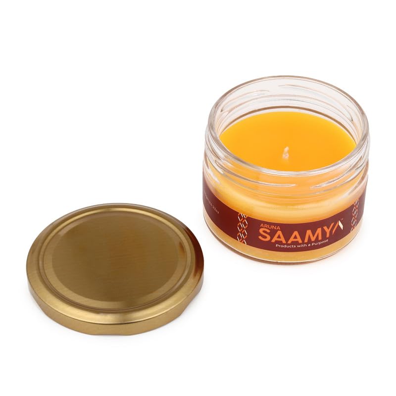 Image of ArunaSAAMYA Handcrafted Vanilla Scented Jar Candle I Refreshing Fragrance(Vanilla Serenade) I Pack of 1 I 120 GMS I Upto 40 Hours Burn Time