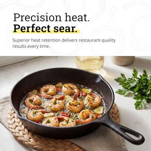 Image of Lodge Seasoned Cast Iron Skillet - PFAS-Free, Non-Toxic Cookware - Use with an Oven, Stove, Grill, or Campfire - Naturally Non-Stick & Oven Safe - 8 Inches