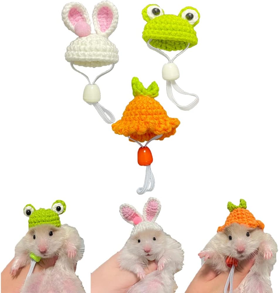 3Pcs Tiny Top Hats for Small Animals Like Hamsters Rats Snakes Lizards Guinea Pigs Clothes Costume Accessories for Holiday Party