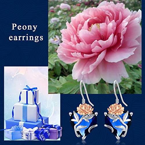 Heart Earrings For Women Sterling Silver Birth Month Flower Drop Dangle Earrings With Crystal Birthday Jewelry Gifts For Women Girls #TOP1
