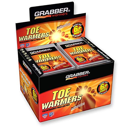 Grabber Toe Warmers - Long Lasting Safe Natural Odorless Air Activated Warmers - Up to 6 Hours of Heat - 40 Pair