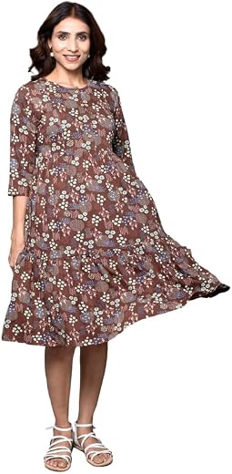 Inner Sense Organic Cotton Bamboo Maternity Dresses for Women I Two Vertical Zipper Front Open Nighty for Women Cotton I A...