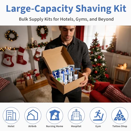 MAGDIY 120 Pack Disposable Razors Bulk for Men with Shaving Cream, Shaving Kit for Men, Homeless Supplies Bulk, Individually Wrapped Twin Blade Razors Travel Cream for Hotel Airbnb Shelter Camping