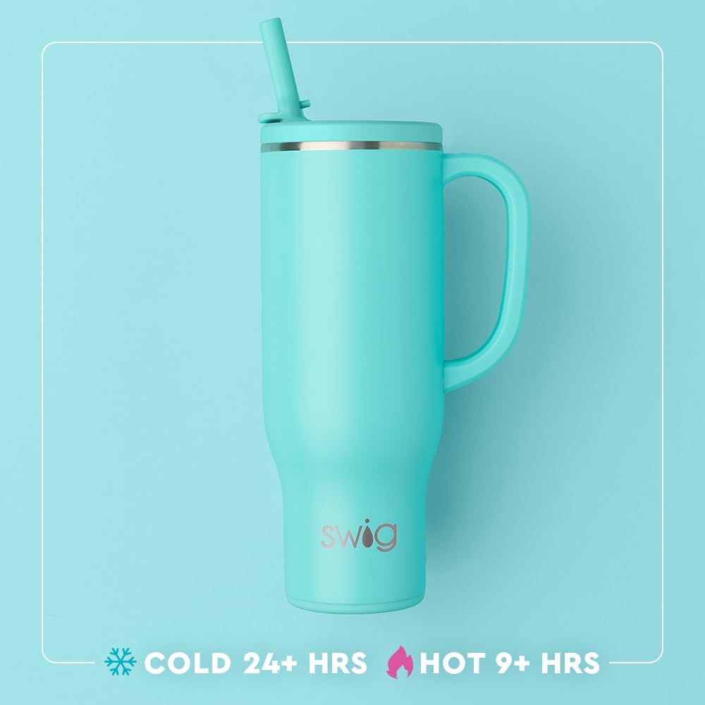 Swig Life 30oz Mega Mug, 30oz Tumbler with Handle and Straw, Large Insulated Tumblers, Cup Holder Friendly Travel Mug, Stainless Steel 30 oz Tumbler, Reusable Insulated Water Bottle (Hoppy Easter)