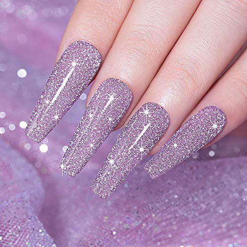 Rarjsm Reflective Glitter Gel Polish, Light Purple Sparkle Gel Nail Polish Shiny Gel Nail Art Varnish Manicure Clear Diamond Nail Gel For Salon Home Diy Uv Led Lamp Requiredrar83 #TOP2