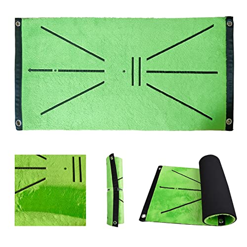 Golf Training Mat For Swing Detection, Premium Velvet Golf Practice Mats Path Feedback Golf Training Mats Advanced Golf Hitting Mat For Indoor/Outdoor Golf Training Aid Equipment #TOP4