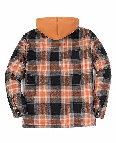 ThCreasa Mens Plaid Quilted Lined Flannel Jacket Button Down Flannel Shirt Jackets with Hood2