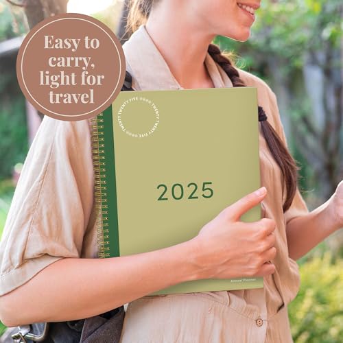 Rileys & Co 2025 Simple Weekly Planner - Annual Weekly & Monthly Agenda Planner, Jan - Dec 2025, Flexible Cover, Notes Pages, Twin-Wire Binding (8.5 x 11-Inches, Green)