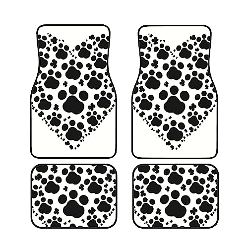 Tapis de sol voiture avec motif empreintes de pattes chien et cœur résistant