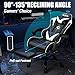 Czlolo Gaming Chair with Footrest Racing Style Lumbar Support Massager Video Game Chair with Metal Legs, High Back Reclining Gamer Chair with Headrest, 360° Swivel Office Computer Desk Chair (White)