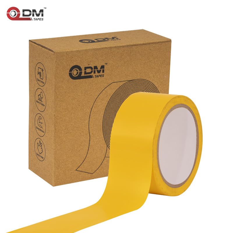 Image of DM TAPES Floor Marking Tape for Safety | Self Adhesive Tape | Multipurpose Marking Tape, for Warehouses and Commercial Use | (Yellow)