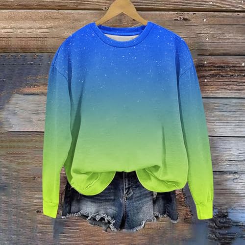 DDAPJ pyju Girls Sweatshirts Cute Round Neck Pullover Tie Dye Long Sleeve Sweatshirt Tops Gradient Casual Blouse 1-12 Years3