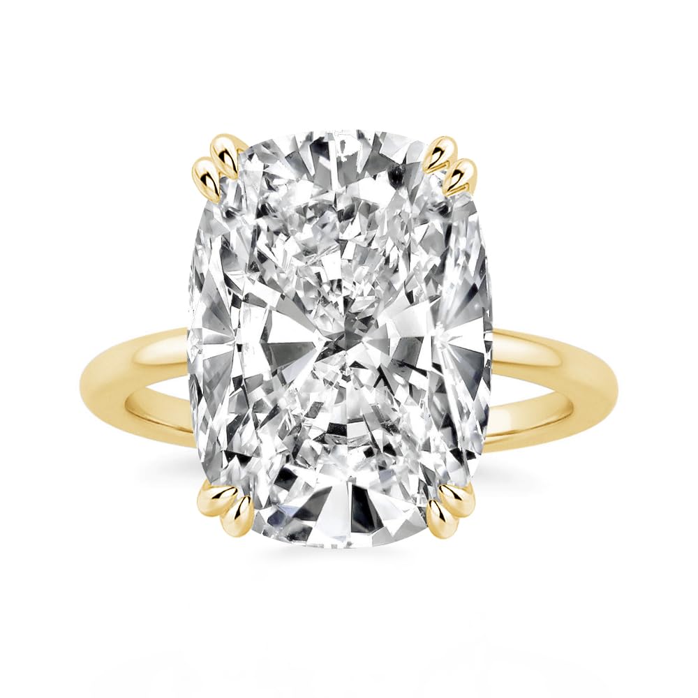 Effinny 6.0ct Elongated Cushion Cut Engagement Ring for Women,14K Gold Plated 925 Sterling Silver Promise Ring