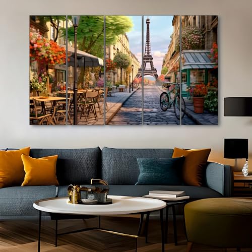 Image of The Castle Decor Eiffel Tower View Painting With Frame 5 Big Size (36x60) wall Art for Living Room,bedroom,drawing Room,hotels-wooden Framed-digital Painting