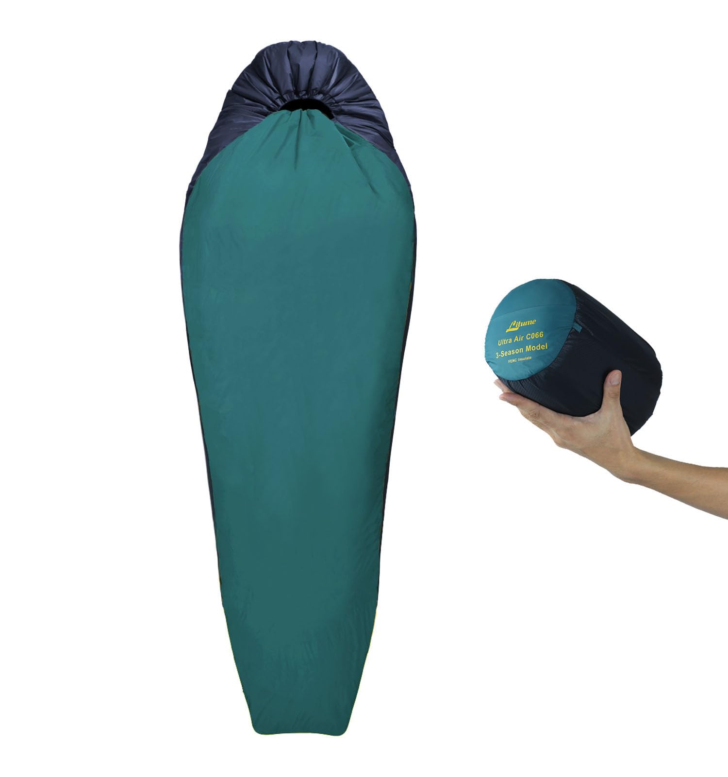 Saco de Dormir Ligero para Adultos, 570g 9-20°C Saco de Dormir para mochileros de Verano, Saco de Dormir Aislante Plegable Compacto