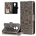 Produktbild LEMAXELERS Motorola Moto G7 Power Hülle,Für Moto G7 Power Handyhülle Prägung Mandala-Blume Flip Case PU Leder Magnet Schutzhülle Tasche Ständer Handytasche für Motorola Moto G7 Power,LD Mandala Gray