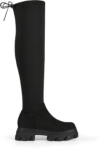 Miniatura 2 de DREAM PAIRS Botas altas hasta el muslo con plataforma sobre la rodilla para mujer, largas, elásticas, suaves, gruesas, suela de orejeta, botas de
