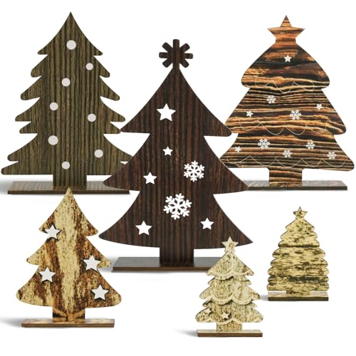 Shaxcoq 6PCS Christmas Decorations Indoor – Farmhouse Christmas Table Bookshelf Decor, Holiday Decorations Indoor for Home Office, Table, Home, Mantel, Shelf, Desk Xmas Decor