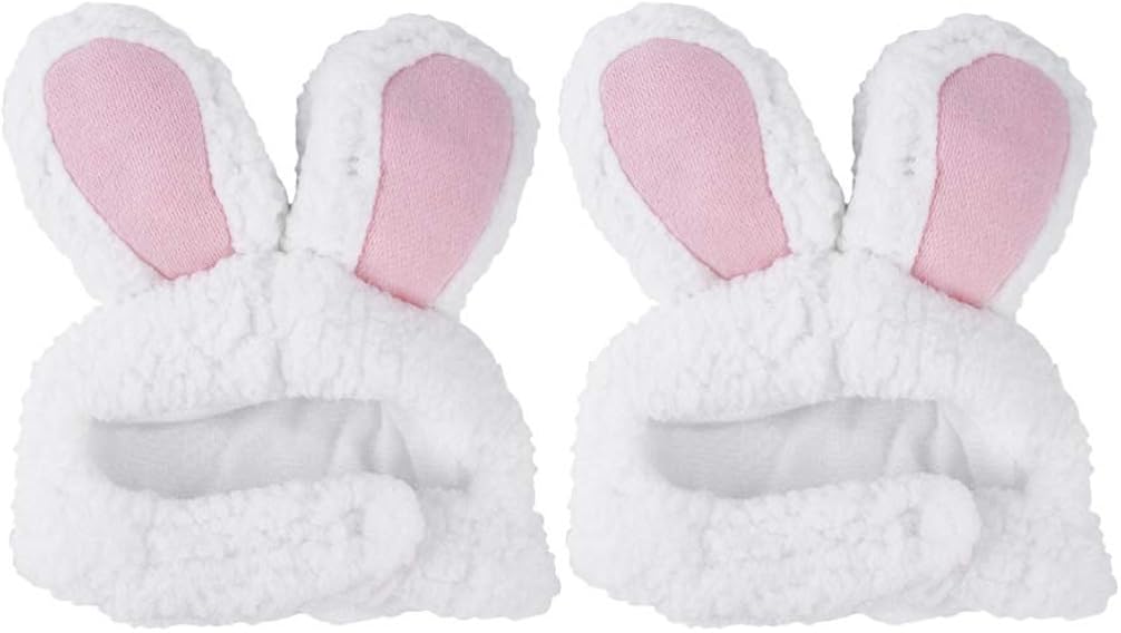 POPETPOP 2pcs Easter Pet Hat Plush Bunny Rabbit Ears Cap Headband Headgear Headdress for Cats Small Dogs Costume Cosplay