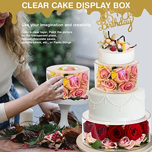 Tiryiuou Acrylic Fillable Cake Stand 2Pcs Round Cake Riser Tier Clear Decorative Centerpiece Cake Display Boxes For Wedding Party Birthday (One 10" Dx 4" H, One 6" Dx 4" H ) #TOP6