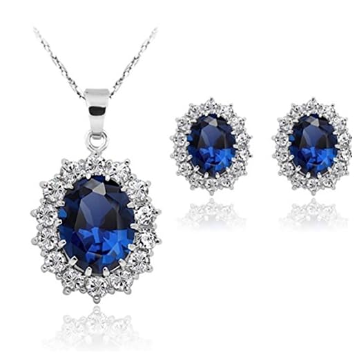 Ensemble de bijoux en saphir bleu élégant
