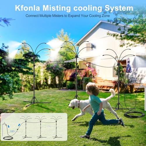 KENSOSO Standing Misters for Outside Patio - 5.3FT Stand Misting System for Cooling Outdoor Areas, Easy to Install & Maintain, 4 Adjustable Nozzles for Custom Coverage, Durable for Backyard Use — view 5