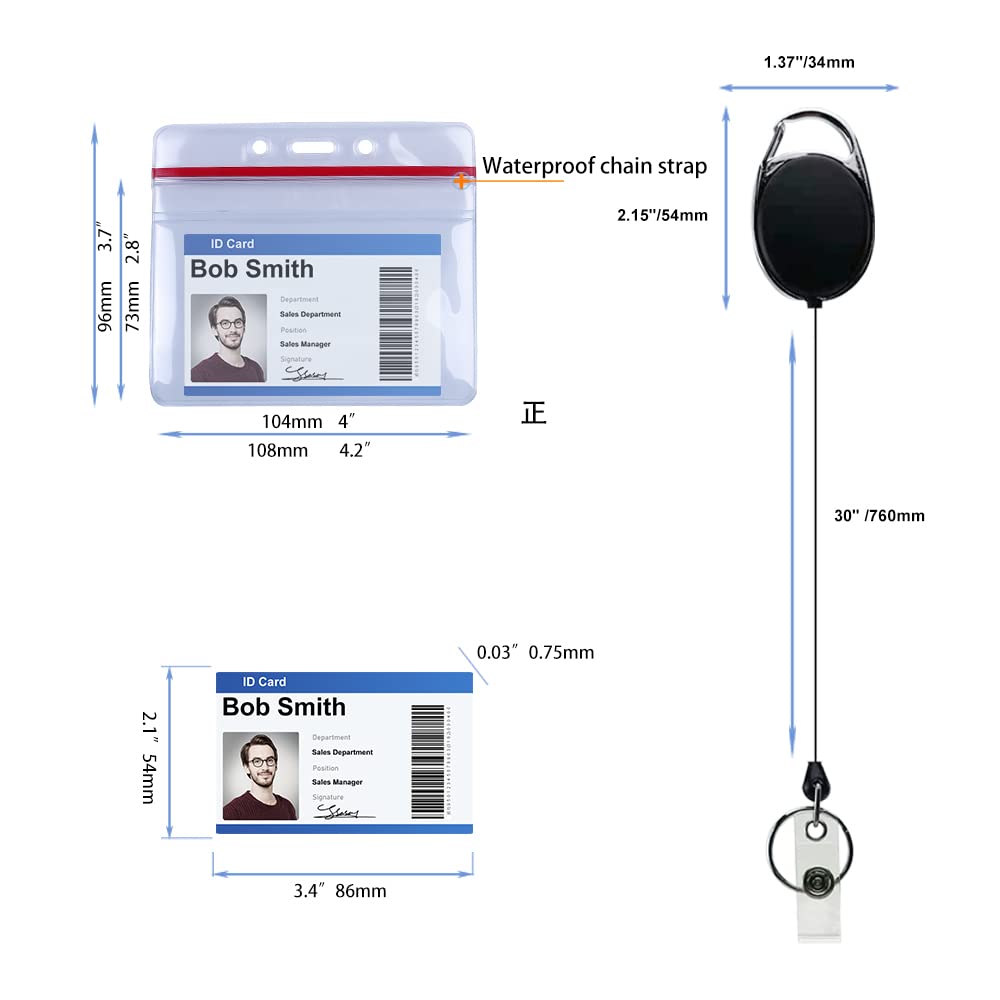 Lanyard-Visitenkartentasche, Kartenhalter mit Umhängeband, Ausweishüllen, NSNT, tragbar, 5 Stück, Ausweishüllen, Rolle, PVC-Kreditkartenetui, einziehbar, ausziehbar, Keychian, wasserdicht, Display-Tag