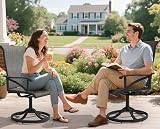 DWVO Swivel Patio Chairs Set of 2, Premium Outdoor Swivel Chairs with High Back Support & Weather-Resistant Fabric, Heavy Duty Patio Swivel Chair for Porch Garden Deck, 360 Degree Rotation, Brown