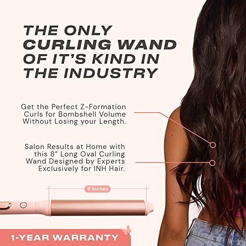 Inh Hair Extra Long Curling Iron With Oval Tourmaline Ceramic Wand & Ionic Technology For Longer, Looser Barrel Curls With A Z-Formation | 8" Long With A Curling Iron Globe & 5 Heat Settings #TOP1