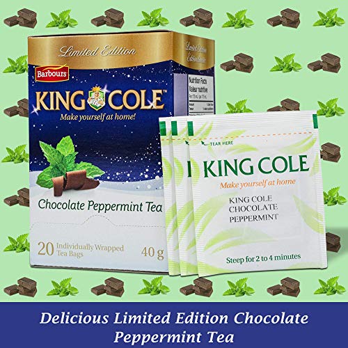 King Cole Chocolate Peppermint Tea, One Of A Kind - Black Tea With Chocolate Mint, Dessert Tea, 20 Mint Tea Bags In Each Tea Box #TOP4