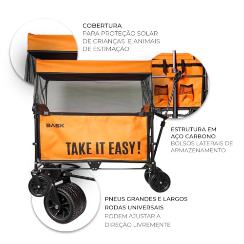 Carrinho de Carga Dobrável Multifuncional Bask – Ideal para Acampamento, Compras e Pesca, Resistente