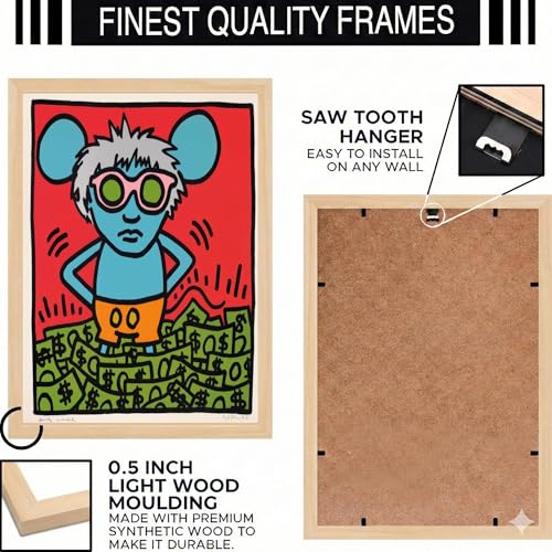 Image of BLINKART Basqiat Aesthetic Modern Art Walls With Frame | Natural Wood Texture | Living Room Bedroom Office Wall Decoration | Poster Home Decor Frames Wall Bedroom | 12x8 Inches (D453)
