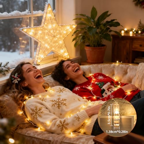 Kasanni LED Fotowand lichterkette, 10M 100 LED Fotoclips Lichterkette für Zimmer Deko, LED Foto Lichterkette 60 Klammern für Fotos Wand Batteriebetriebene Zimmer Wohnzimmer Deko