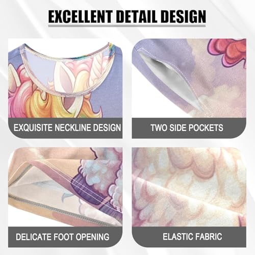 ALAZA Unicorn Cloud Llama Animal Pajamas Set Short Sleeve Cotton Sleepwear Summer Pjs 2 Piece 5-14Y4