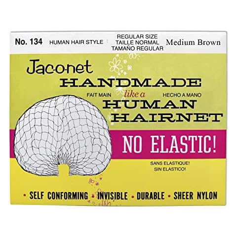 Hair Net Jac-O-Net Handmade No Elastic Regular Size, Medium Brown,1 Net Per Pack [1 Pack] Cover
