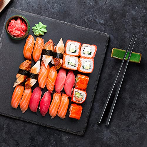 GLAMFIELDS Metal Chopsticks Reusable Chopsticks Dishwasher Safe Black Stainless Steel Japanese Style 5 Pairs Lightweight Cute Chop Sticks Gift Set