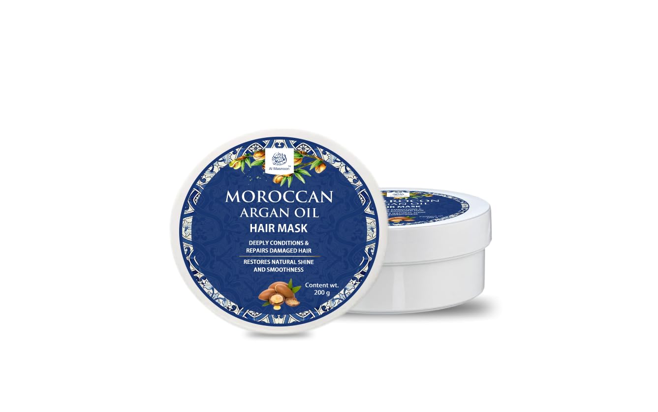 AL MASNOON Moroccan Argan Oil Hair Mask / 200g | Deep Conditioning Pure Argan Oil | Repairs Dry, Frizzy & Damaged Hair | Restores Shine, Softness & Strength || Pack of 1