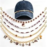 5 PCS Trucker Hat Chains, Game Day Trucker Hat Charms DIY Mesh Baseball Cap Truckers Accessories Assorted Styles for Women Man Metal Detachable