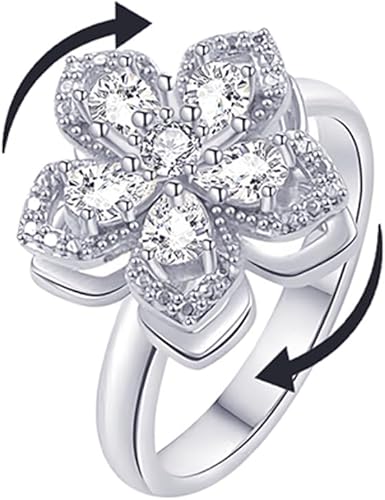 Miniatura 7 de Sunflower Ring Spinning Fidget Rings for Anxiety Open Adjustable Spinner Sun Ring Creative Relieving Stress Rotating Jewelry