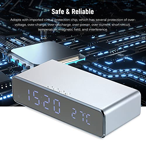 Staright Carregador sem fio Relógio de mesa LED Relógio digital Medidor de temperatura ℃ / ℉ Disposi