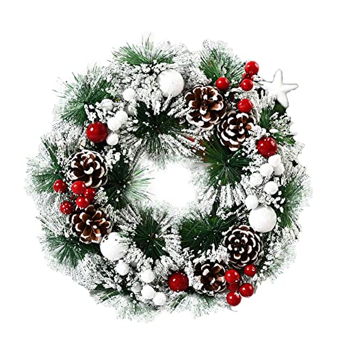 13 Inch Pre-Lit Artificial Christmas Wreath, Artificial Lighted Christmas Wreath,