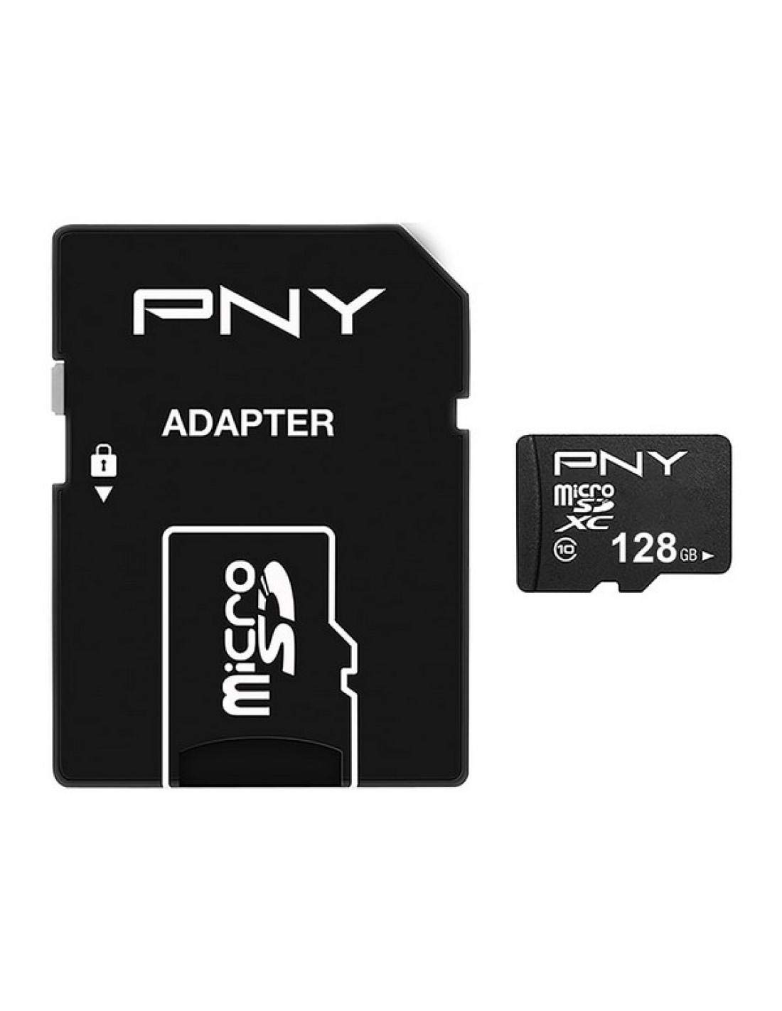 PNY Performance Plus Carte Mémoire microSDXC 128 Go + Adaptateur SD, Classe 10