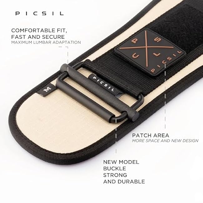 PICSIL - Weight Lifting Belt | Core & Back Support | Customizable with Patch Space | Ideal for Cross training, Squats & Barbell Exercises | Strength Belt for Women and Men |