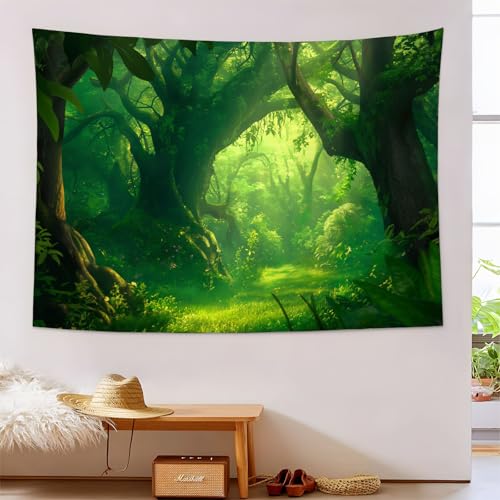 Tapiz de bosque natural verde lima para cubrir imperfecciones y dar vida a paredes vacías