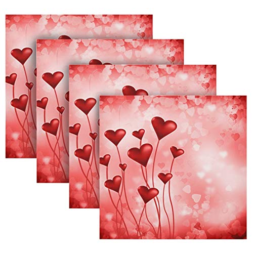 Servilletas de Tela ALAZA rojas con corazones x4 miniatura 1