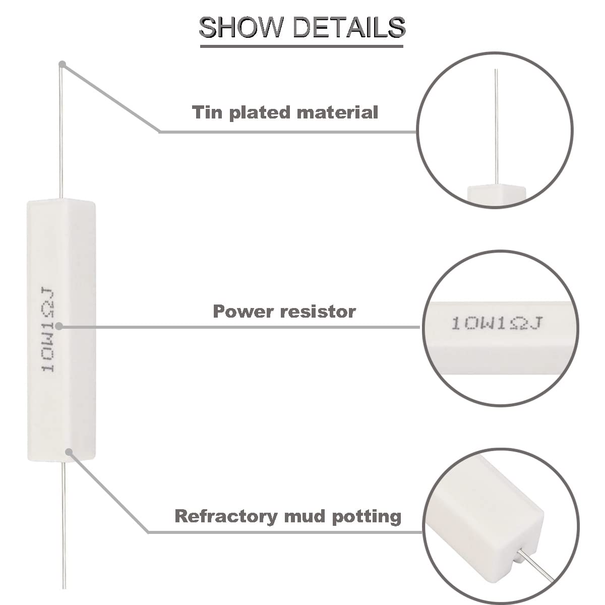 Resistori In Cemento Ceramico 10W - 10 Pezzi Per Elettronica Potenza (5-330 Ohm)