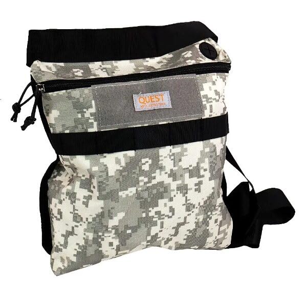 Quest Camo Finds Pouch for Metal Detecting – Durable, Adjustable Waist Bag with Deep Zippered Compartment and Tool Attachment